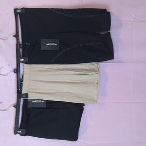 PrettyLittleThing 3 Pack Workout and Lounge Shorts in Tan and Black size 4